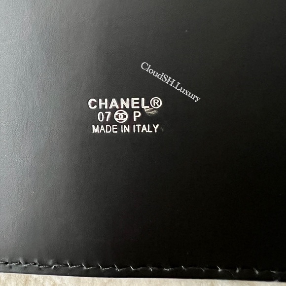 Auth Chanel Silver Metal Embossed Big CC Logo Black Patent Leather Belt -Size 80 - Picture 12 of 16